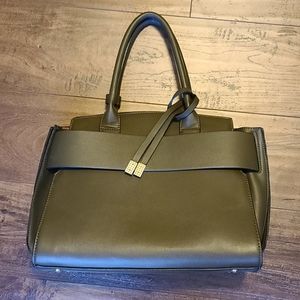 Olive Green Structured Handbag
